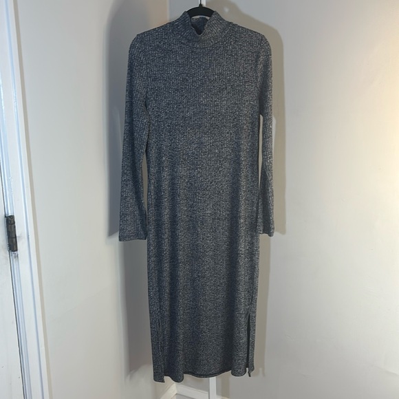 Banana Republic Long Sleeve Marled Gray Knit Sweater Dress Size Large - Picture 2 of 5